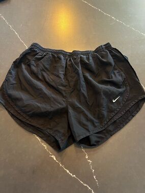 Nike Women's Black Athletic Shorts with White Swoosh